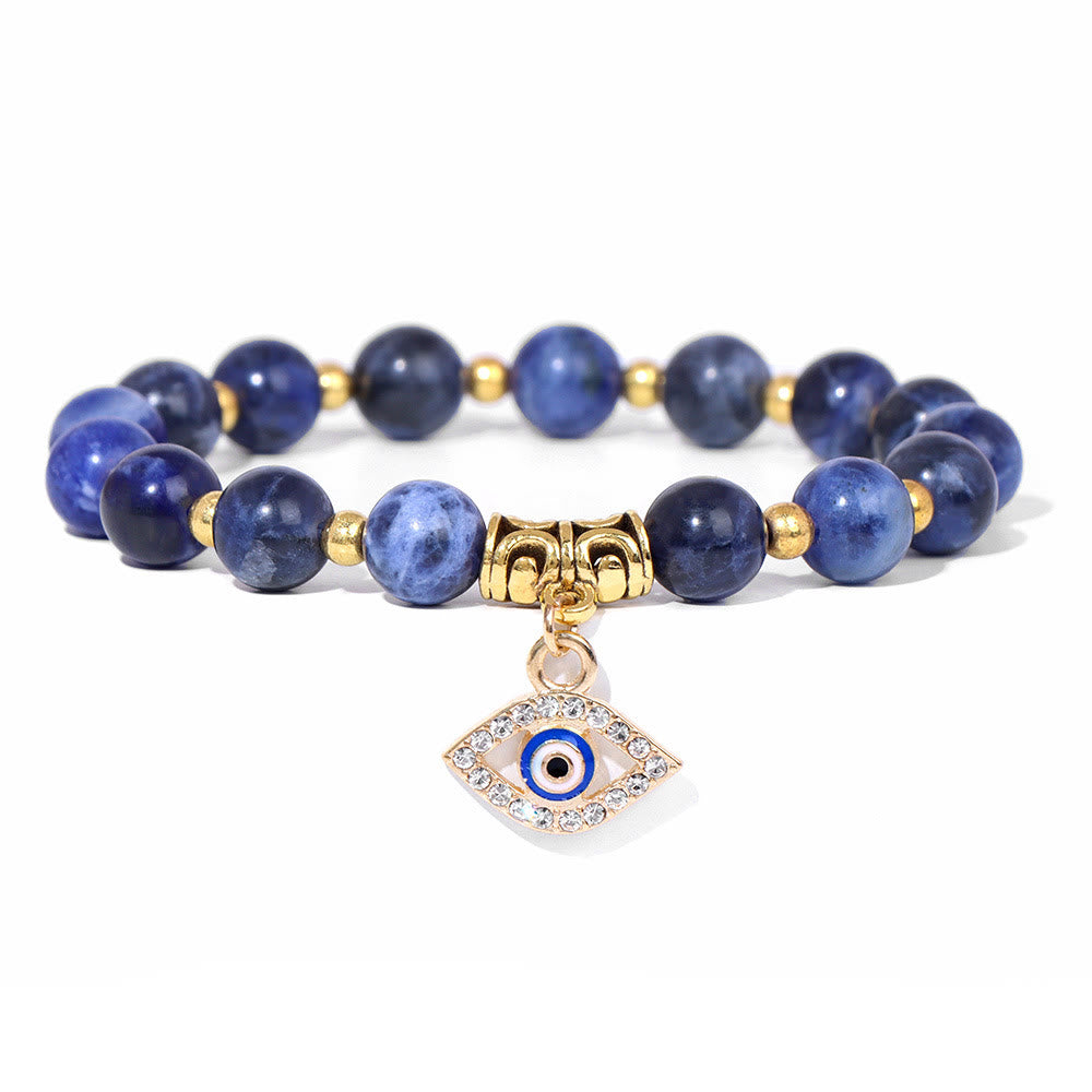 Olivenorma Natural Stone Beaded Evil Eye Pendant Bracelet - Sodalite - image 24