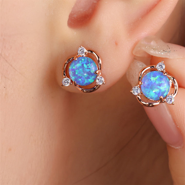 Olivenorma Opal Small Round White Zircon Stud Earrings - image 1