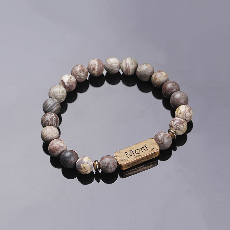 Olivenorma Natural Gemstone Mom Patience Engraving Bracelet - Agate - image 9