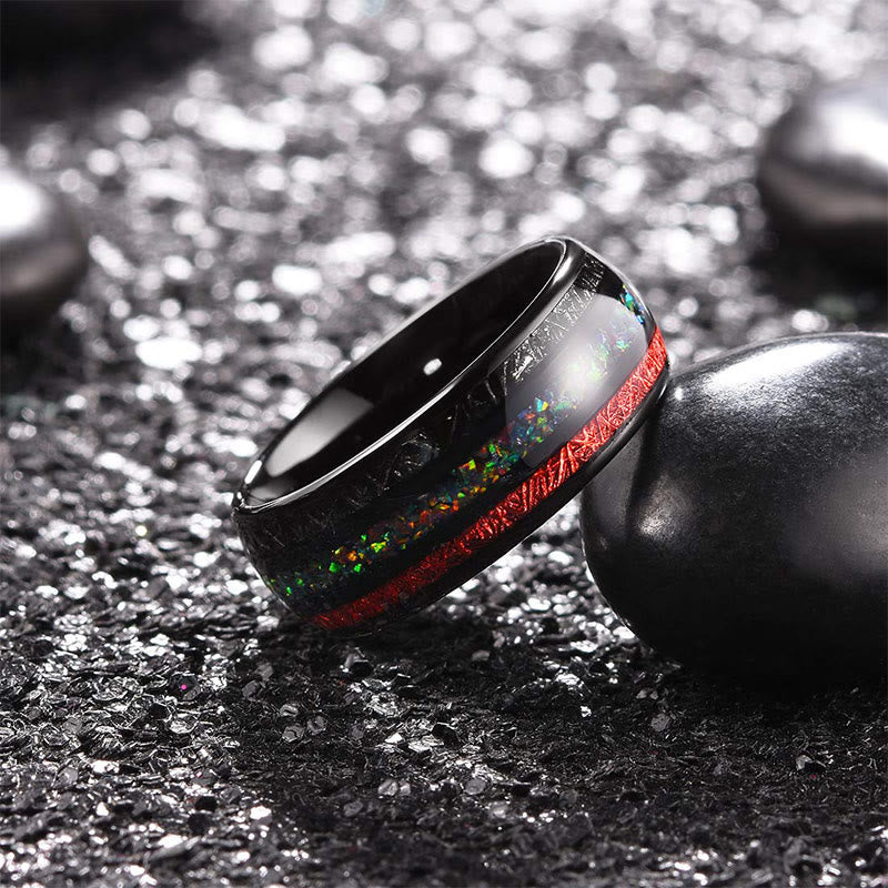 Olivenorma Color Opal 8mm Black Tungsten Carbide Mens Ring - image 3