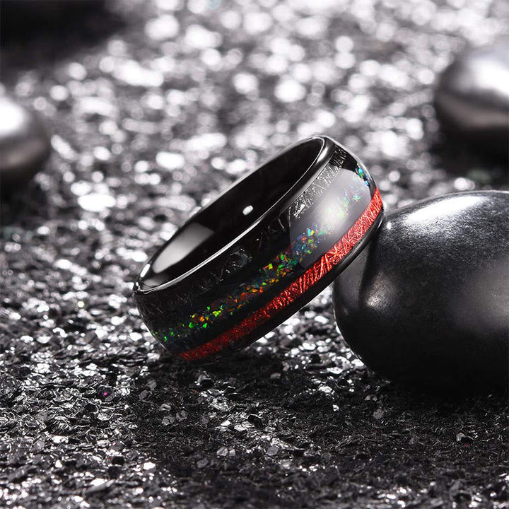 Olivenorma Color Opal 8mm Black Tungsten Carbide Mens Ring - image 3