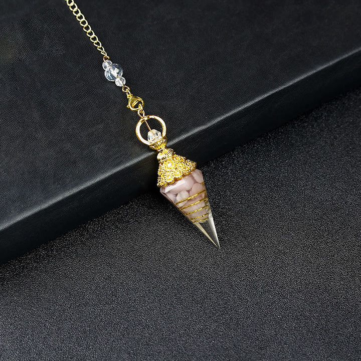 Olivenorma Natural Crystal Resin Hexagonal Pyramid Pendulum - Pink Opal - image 67