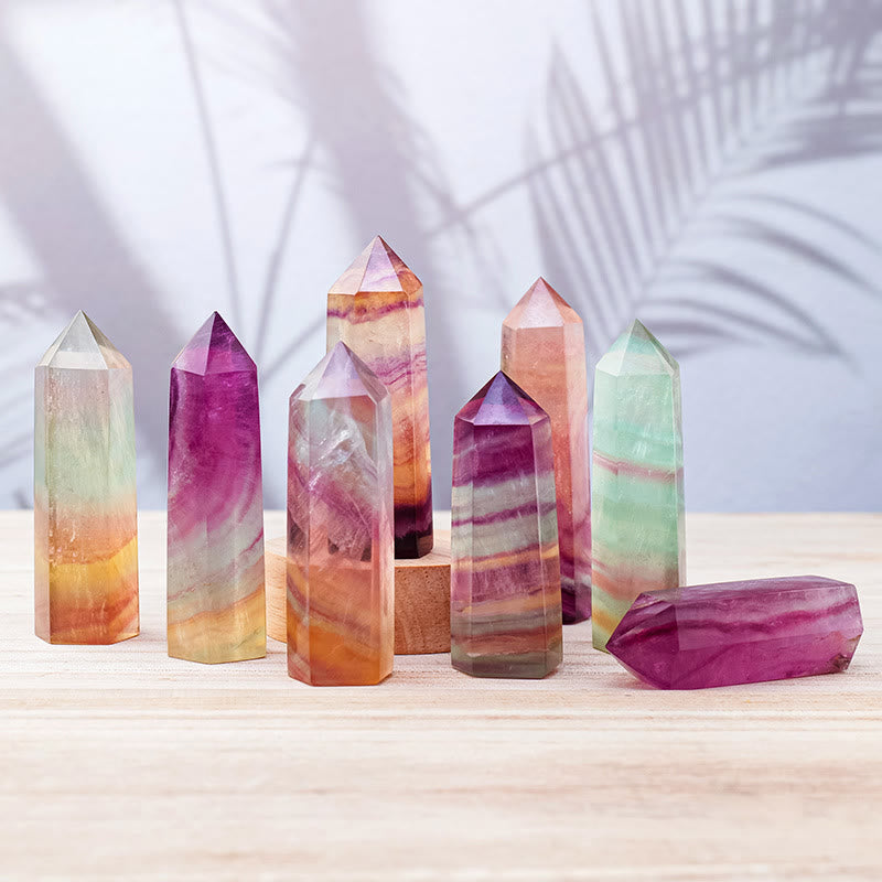 Olivenorma Natural Rainbow Fluorite Hexagonal Pillars Crystal Wands - image 3