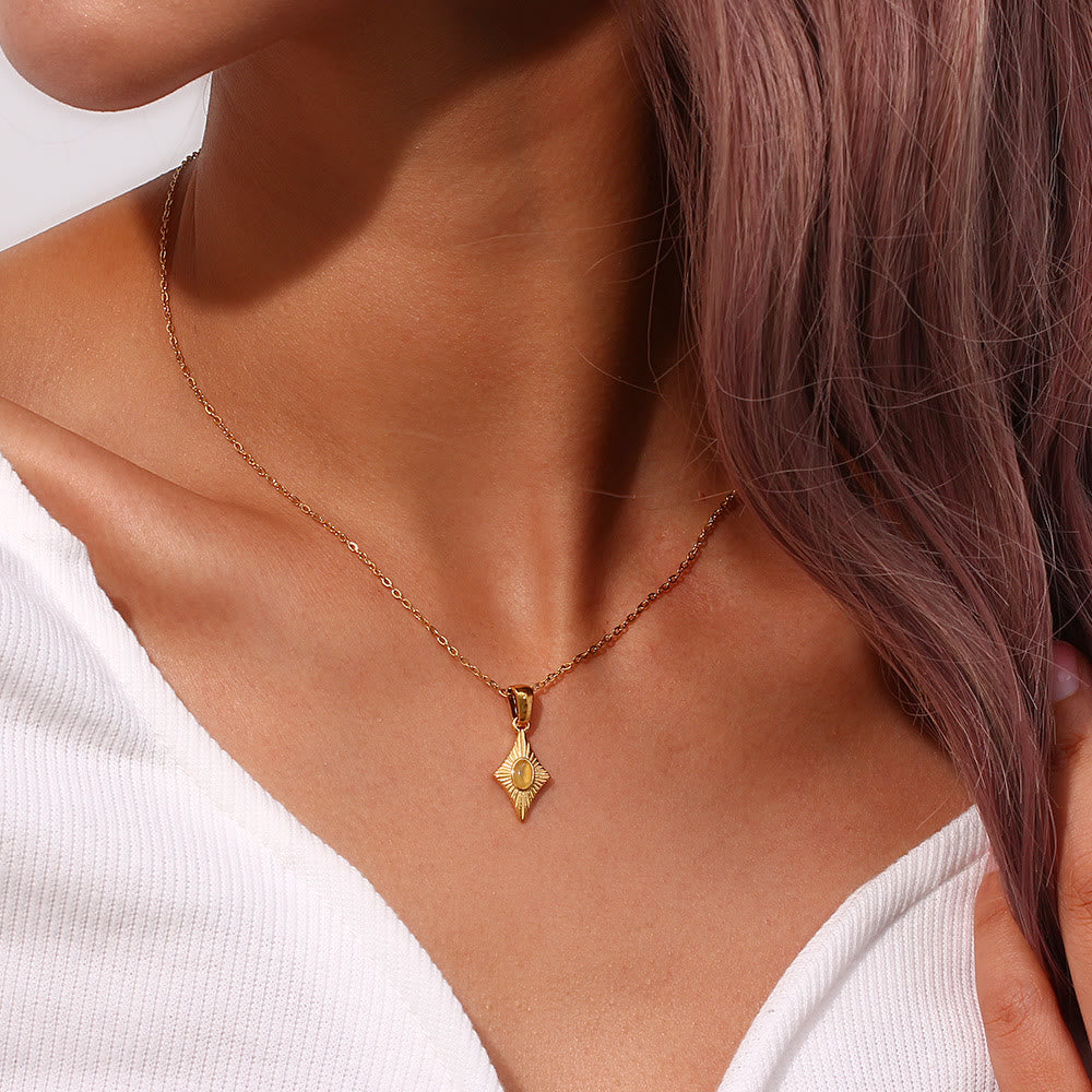 Olivenorma Cat's Eye Pendant Sweater Stainless Steel Necklace - image 17