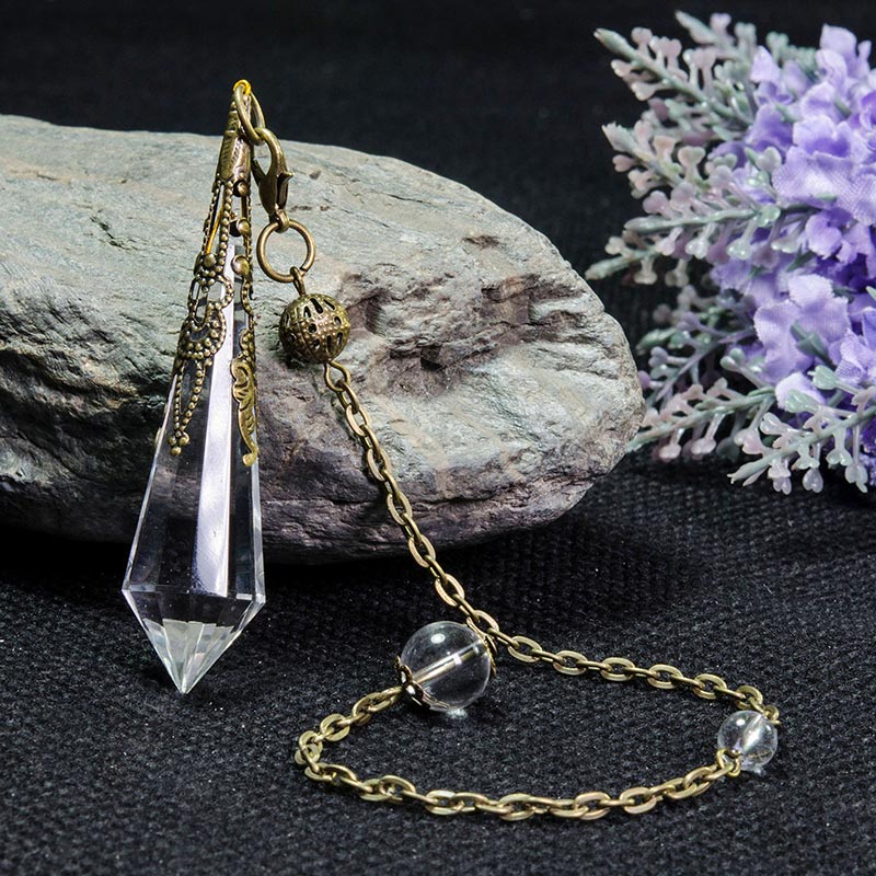 Clear Crystal Meditation Pendulum - Copper - image 1