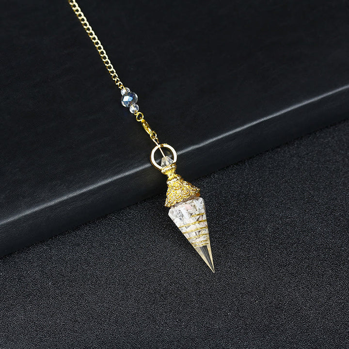 Olivenorma Natural Crystal Resin Hexagonal Pyramid Pendulum - Queen Conch Shel - image 47