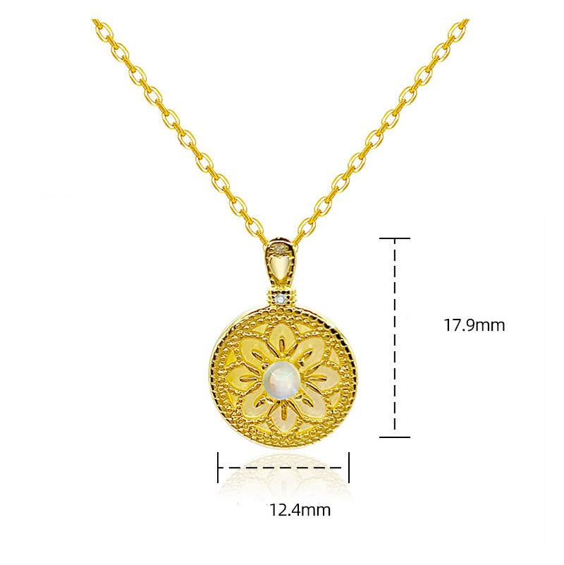 Olivenorma Moonstone Flower Round Pendant Necklace - image 11