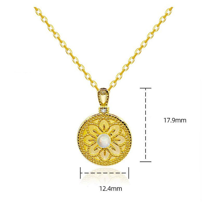 Olivenorma Moonstone Flower Round Pendant Necklace - image 11