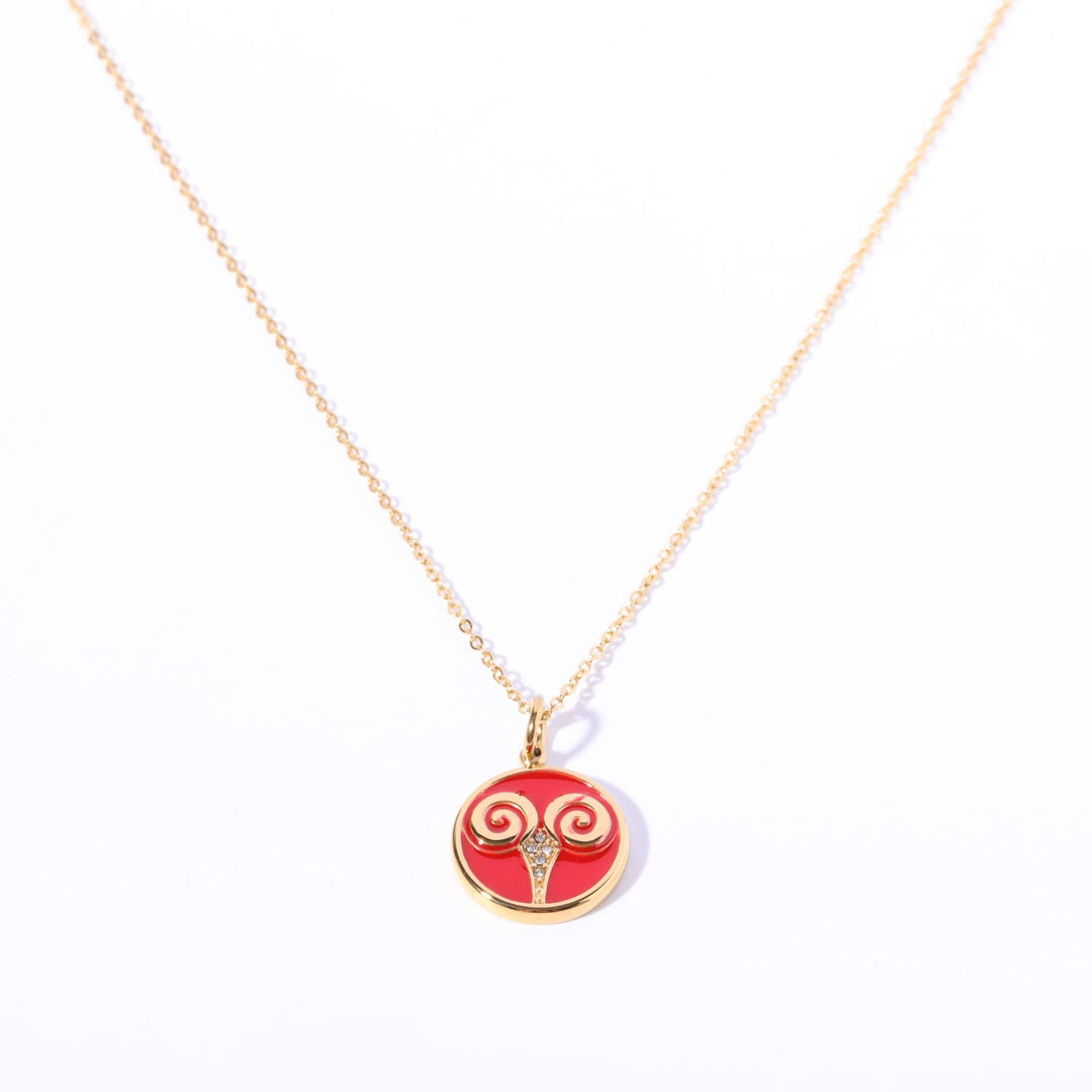 Olivenorma White Zircon Vintage Zodiac Stainless Steel 18k Necklace - Aries - image 5