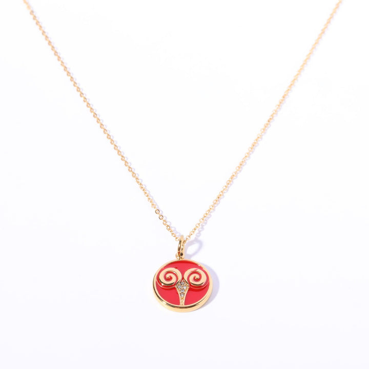 Olivenorma White Zircon Vintage Zodiac Stainless Steel 18k Necklace - Aries - image 5