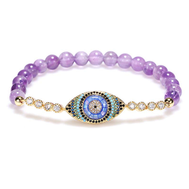 Olivenorma Amethyst Evil Eye Symbol Healing Bracelet - Amethyst - image 0