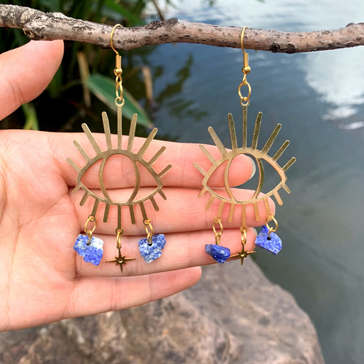 Olivenorma Evil Eye Tears Star Pendant Crystal Earrings - Lapis Lazuli - image 18