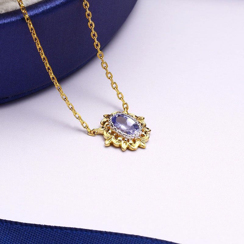 Olivenorma Sapphire European Style Retro Simple Pendant Necklace - image 1