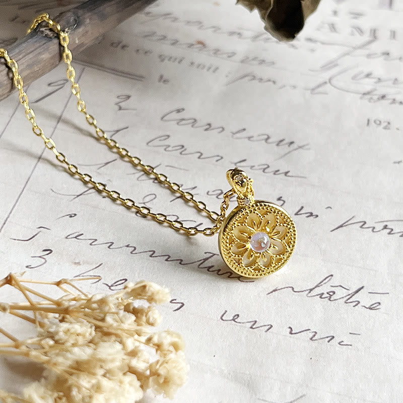 Olivenorma Moonstone Flower Round Pendant Necklace - image 5
