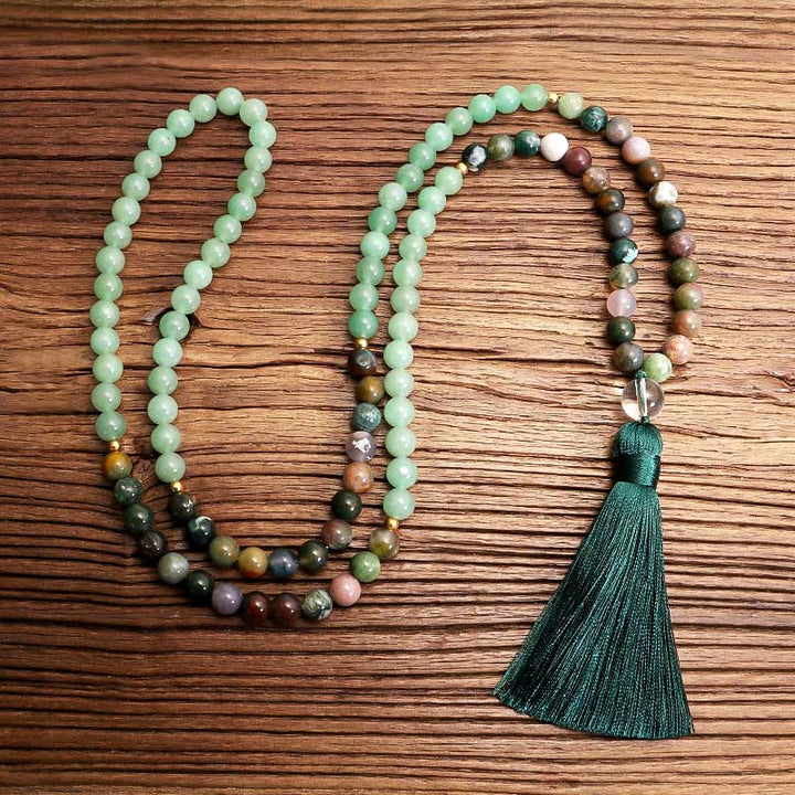 Olivenorma Green Aventurine Indian Agate Necklace Bracelet Mala - image 3