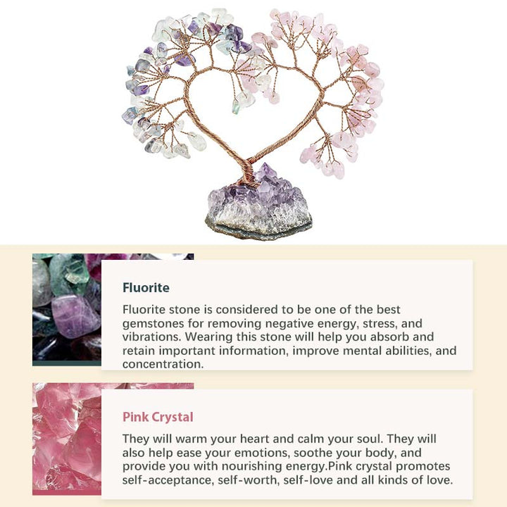 Natural Crystal Stone Love Feng Shui Tree - Fluorite&Pink Crystal - image 13