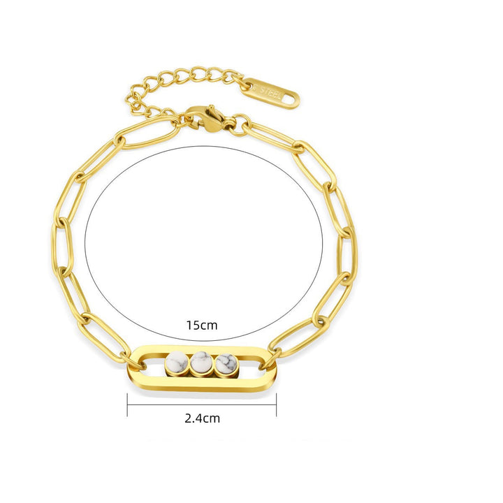 Olivenorma Natural Stone Titanium Steel Stacking Bracelet Set - image 8