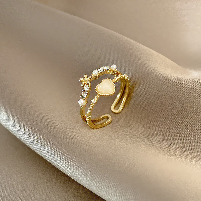 Olivenorma Cat's Eye Stone White Zircon Adjustable Ring - image 7