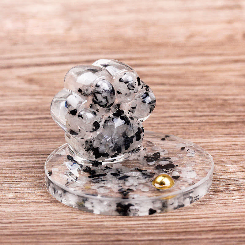 Olivenorma Natural Stone Epoxy Cat Claw Mobile Phone Holder - Black Quartz Rutilated - image 1