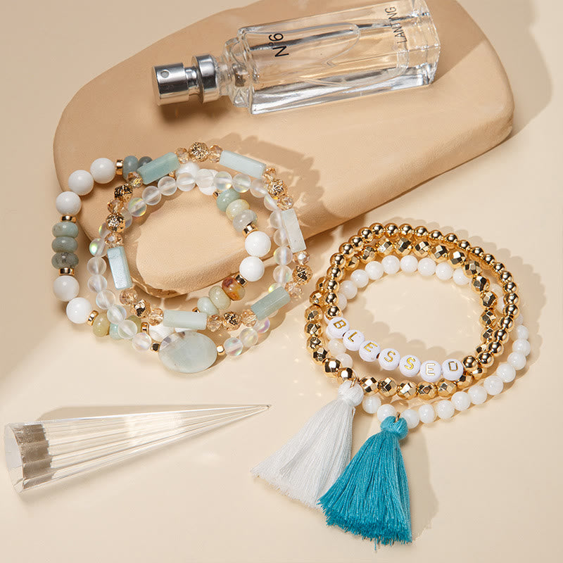 Olivenorma Set of 6 Engraved Natural Crystal Bracelets - image 34