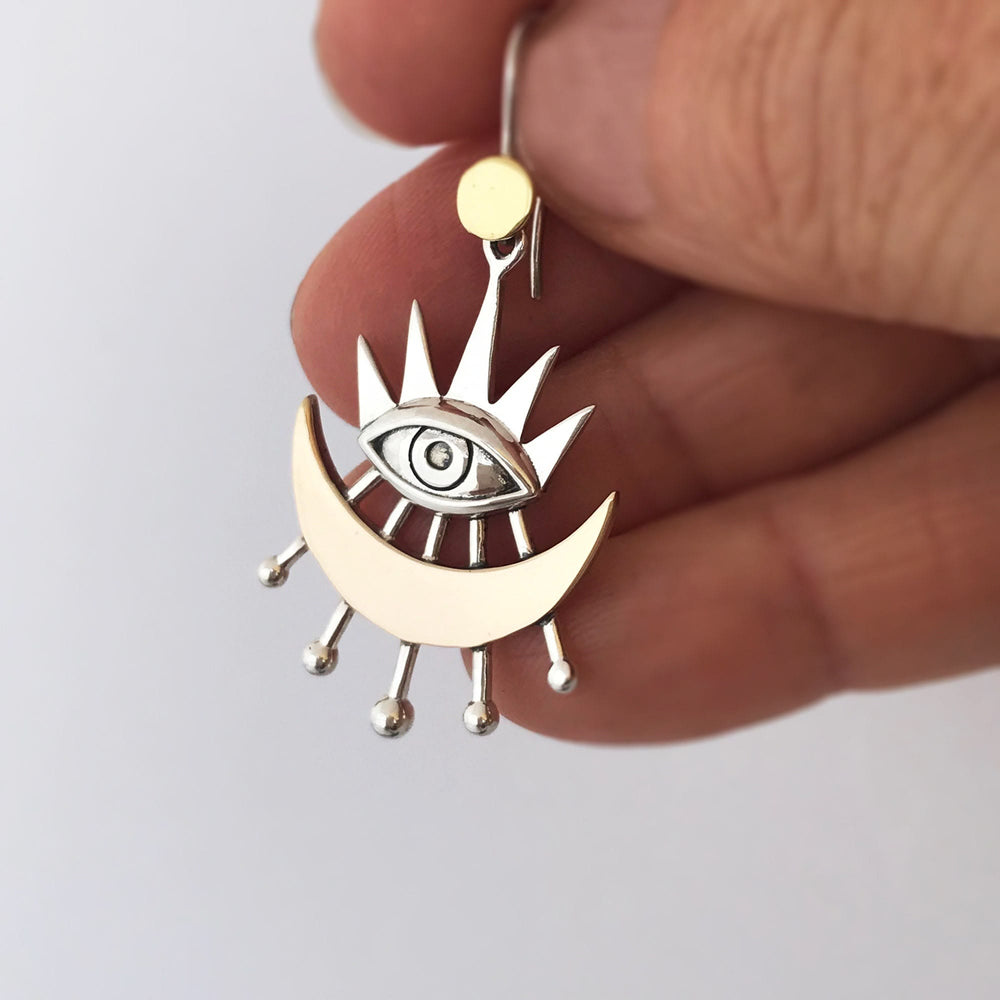 Olivenorma Evil Eye Earrings With Crescent Moon Rays Earrings - image 1