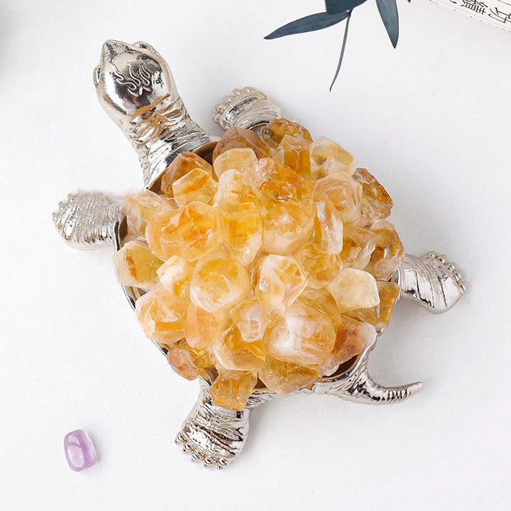 Olivenorma Natural Crystal Cluster Turtle Ornament Lamp Gemstone Decoration - Citrine Cluster# Silver Turtle  Without Lamp - image 21