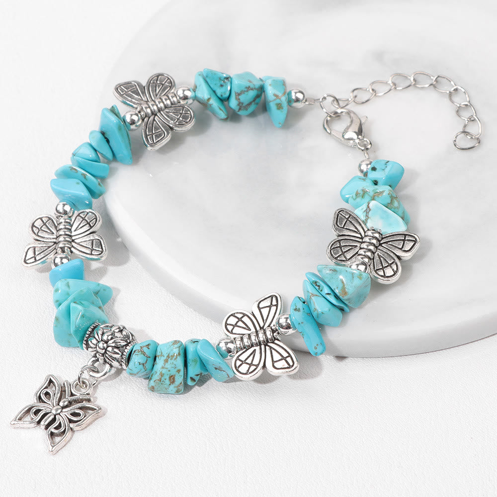 Olivenorma Colorful Crystal Rubble Butterfly Charm Bracelet - Turquoise - image 5