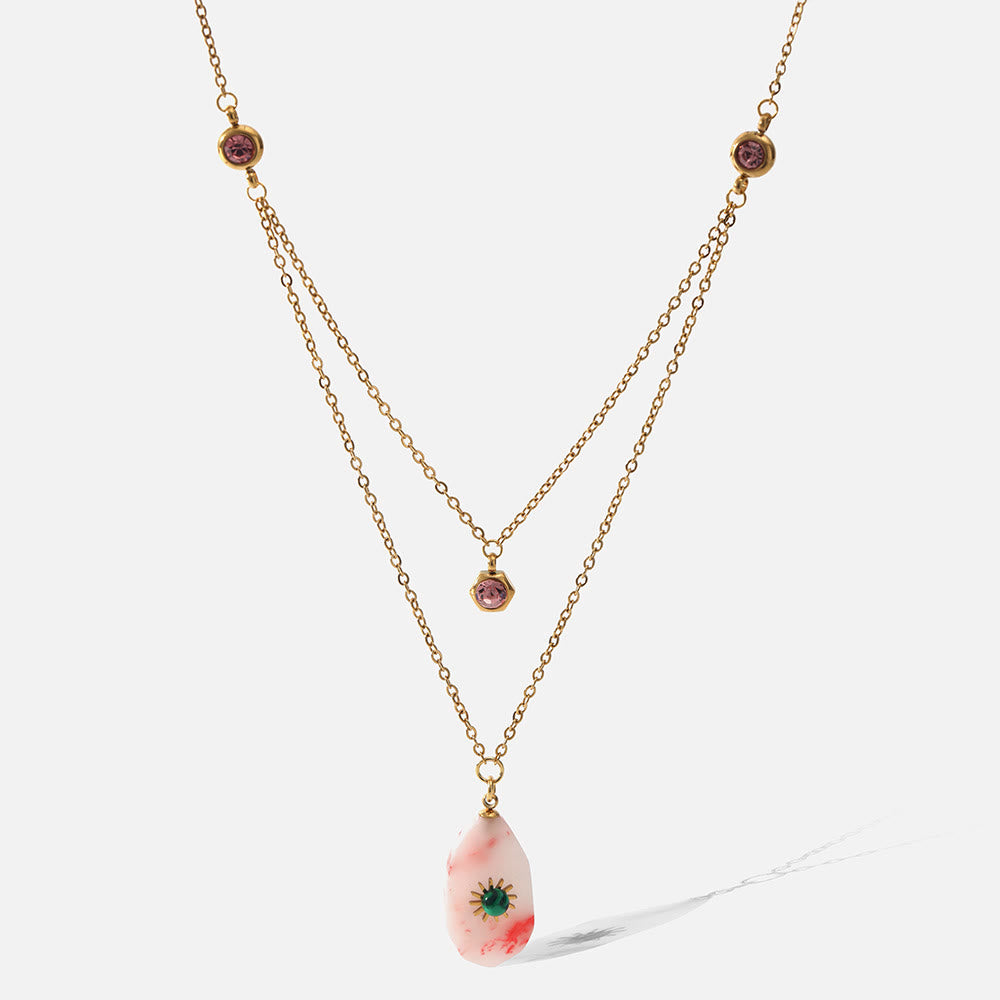 Olivenorma Rhodochrosite Zirconia Double Panel Necklace - image 2