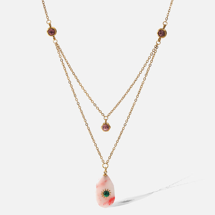 Olivenorma Rhodochrosite Zirconia Double Panel Necklace - image 2