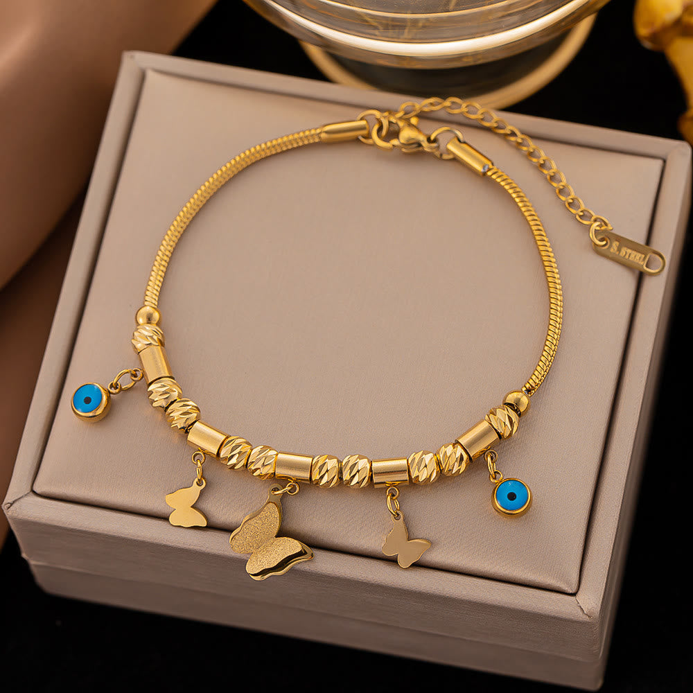 Olivenorma Gilded Turquoise Evil Eye Fantasy Wrap Bracelet Necklace - Butterfly&Blue Evil Eye#Bracelet - image 11