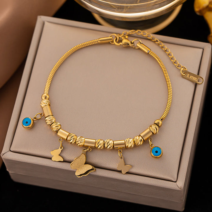 Olivenorma Gilded Turquoise Evil Eye Fantasy Wrap Bracelet Necklace - Butterfly&Blue Evil Eye#Bracelet - image 11