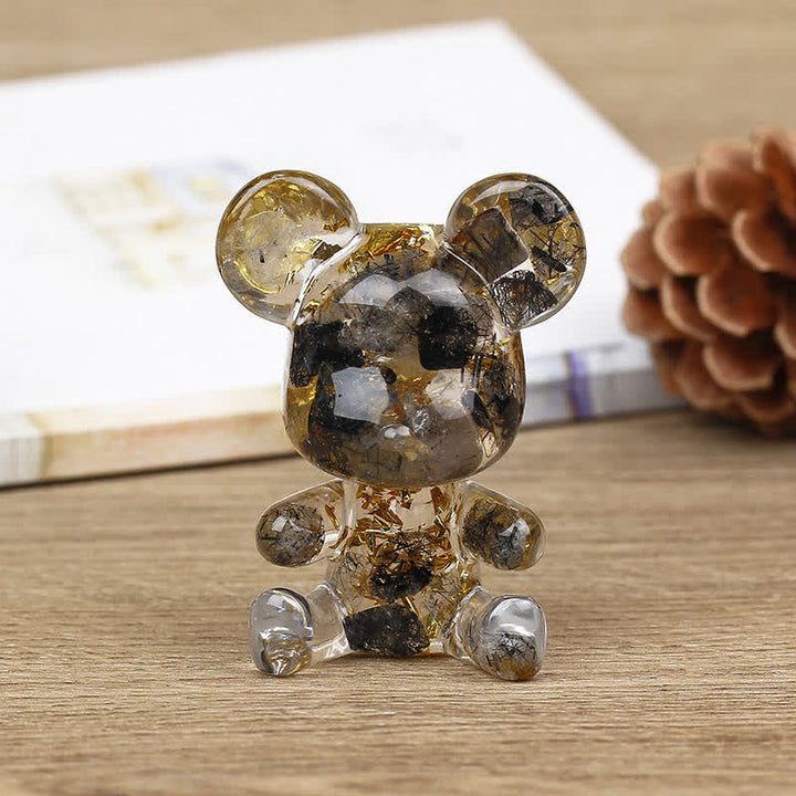 Olivenorma Cute Crystal Bear Gemstone Decoration - Black Rutilated - image 28