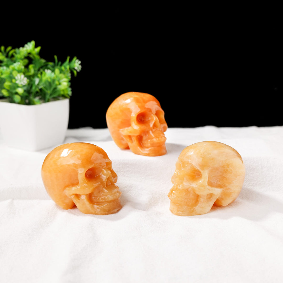 Olivenorma 3inch Yellow Aventurine Skull Head Gemstone Decoration - image 1
