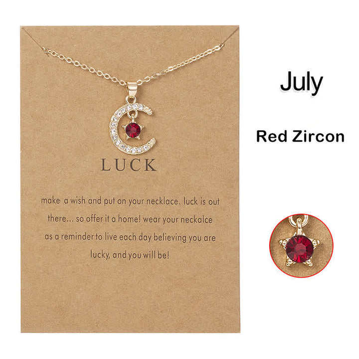 Olivenorma Month Birthstone Star Creative Necklace - July-Red Zircon - image 7