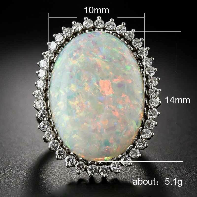 Olivenorma Oval White Opal Wedding Ring - image 5