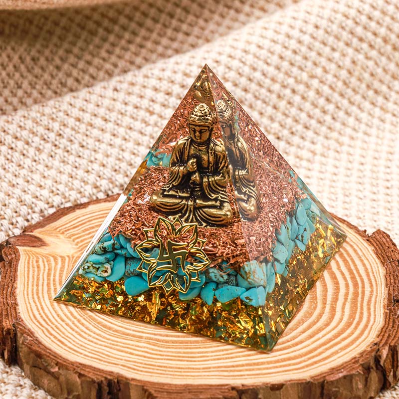 Olivenorma Turquoise Buddha Protection Orgone Pyramid - image 1