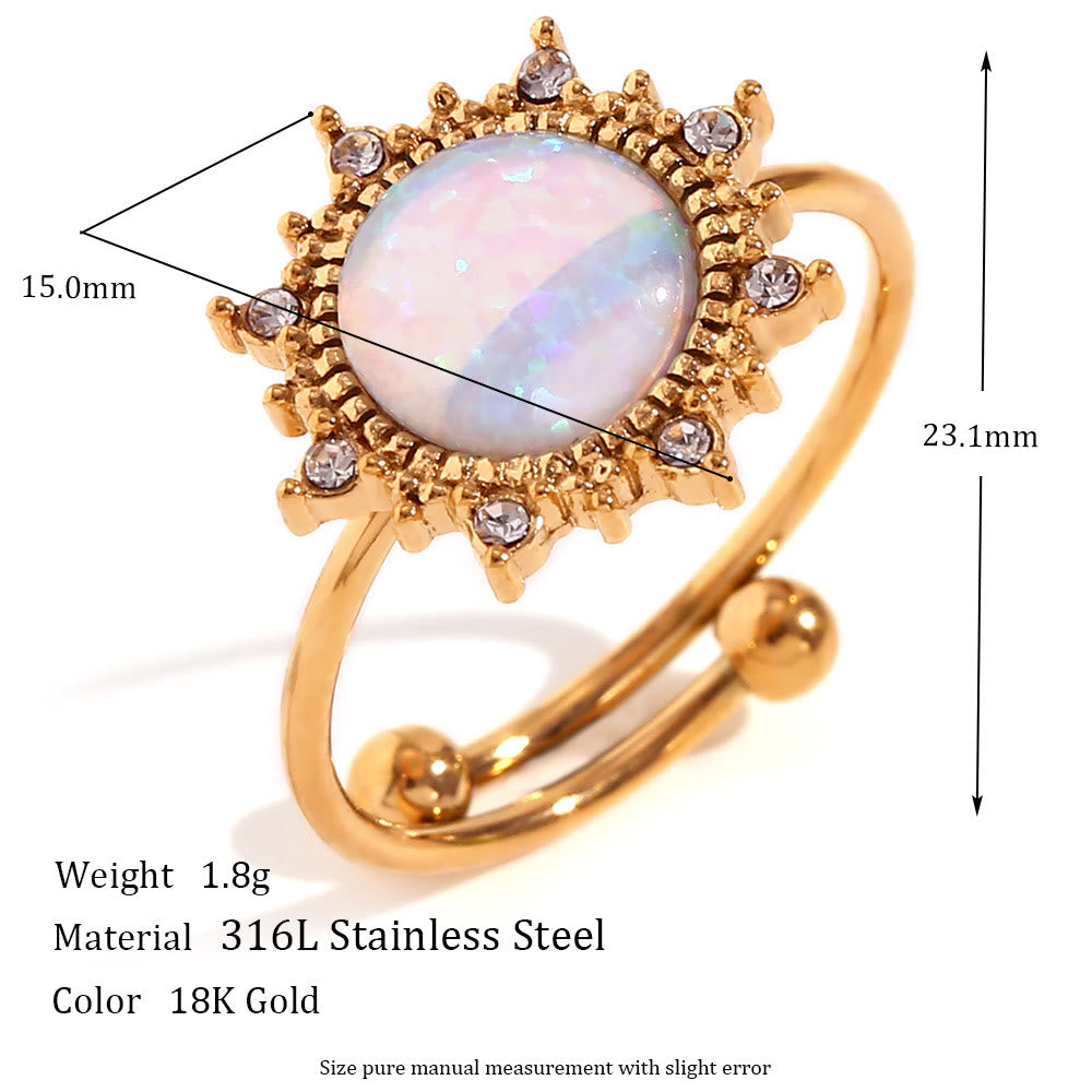 Olivenorma Natural Opal Sun Heart Adjustable Ring - Opal&Sun - image 5