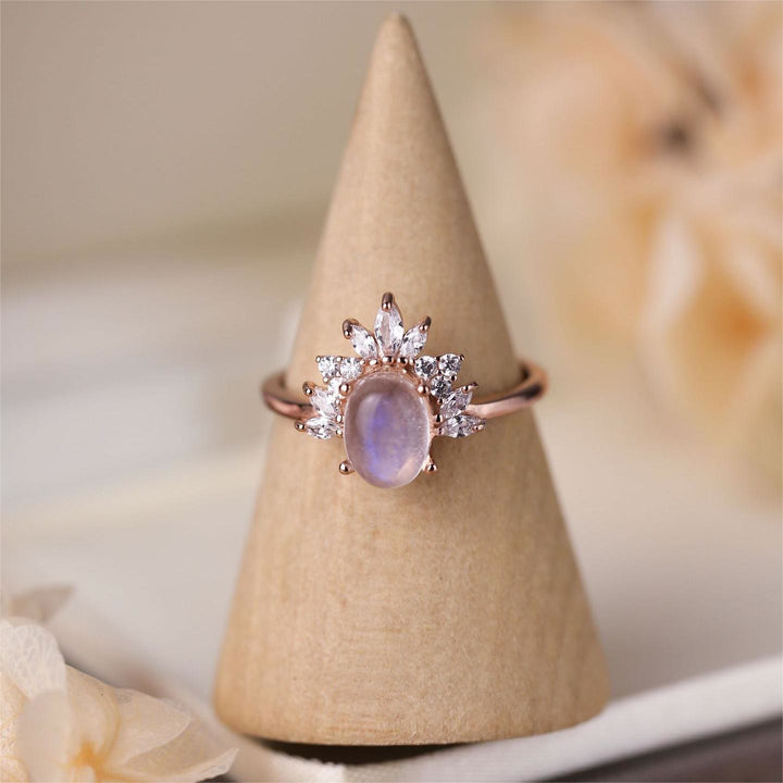 Olivenorma Oval Moonstone Opal S925 Sterling Silver Ring - Rose Gold&Moonstone - 9 - image 0