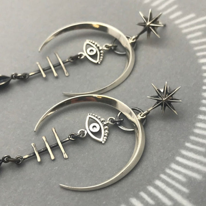Olivenorma Evil Eye Crescent Moon Earrings - image 3