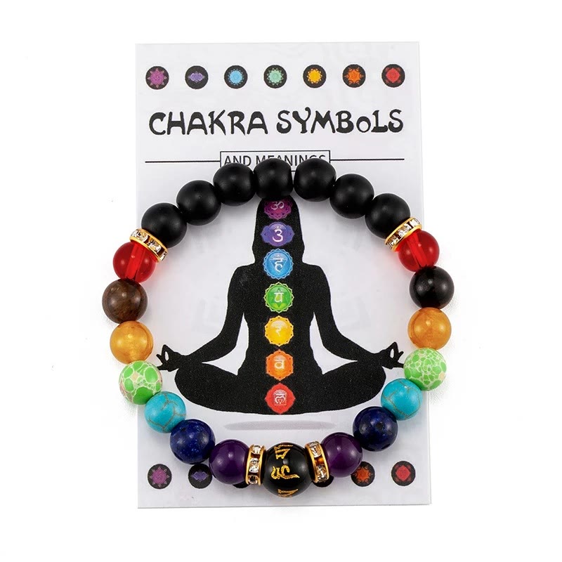 Olivenorma Anxiety Relief Natural Crystal Healing Chakra Bracelet - 7 Chakras & Black Onyx - image 9