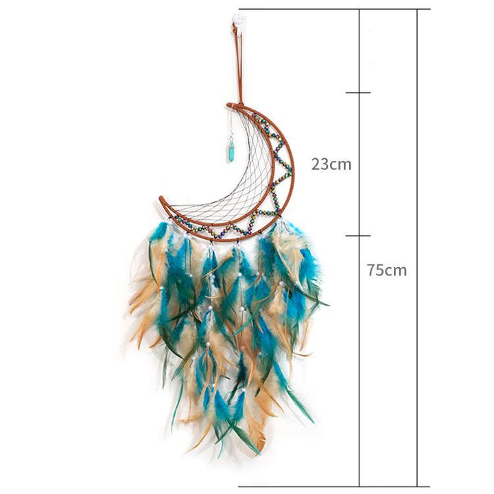 Olivenorma Turquoise Pendant Hematite Beaded Moon Feather Dream Catcher - image 6