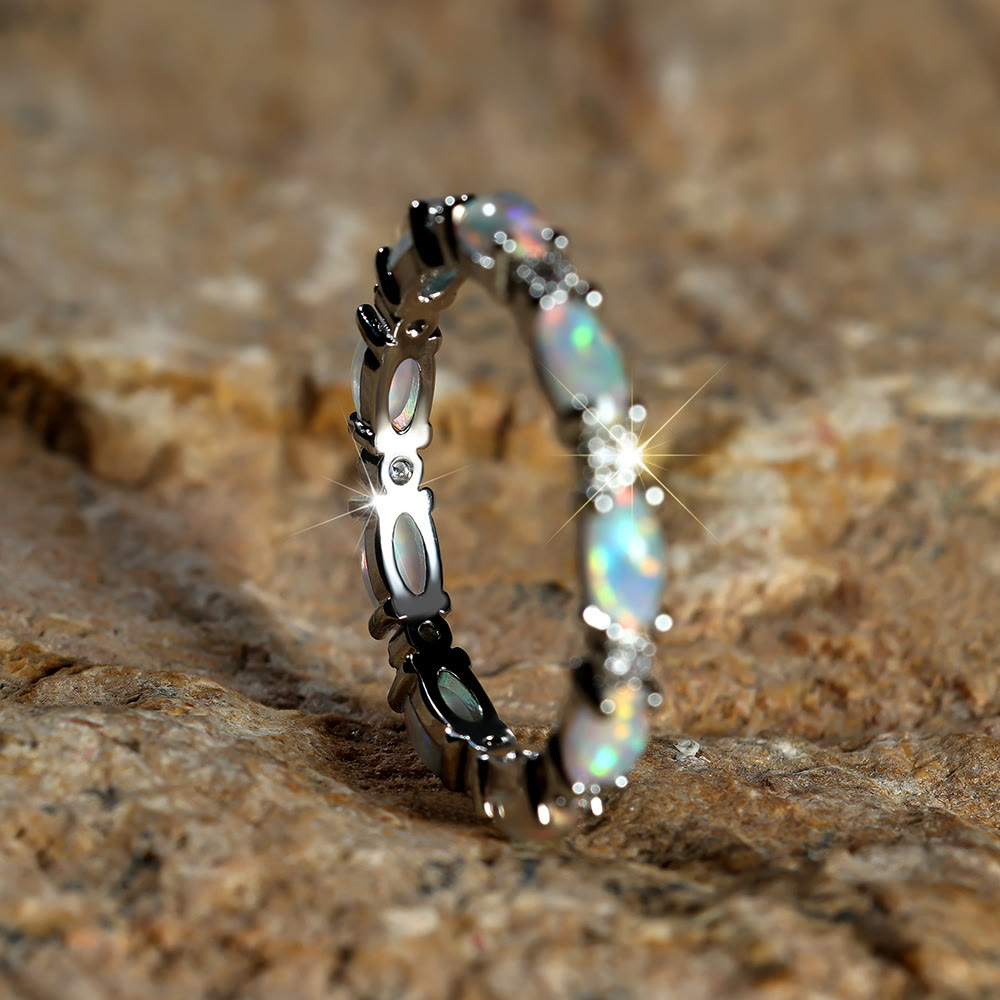 Olivenorma Purple Blue Opal Black Gold Ring - White Opal - Silver - 13 - image 0