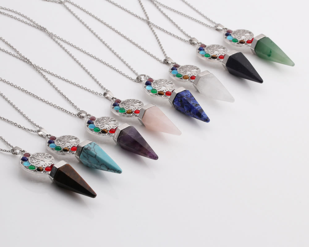Olivenorma Hexacone Crystal Chakra Tree of Life Pendant Necklace - image 19