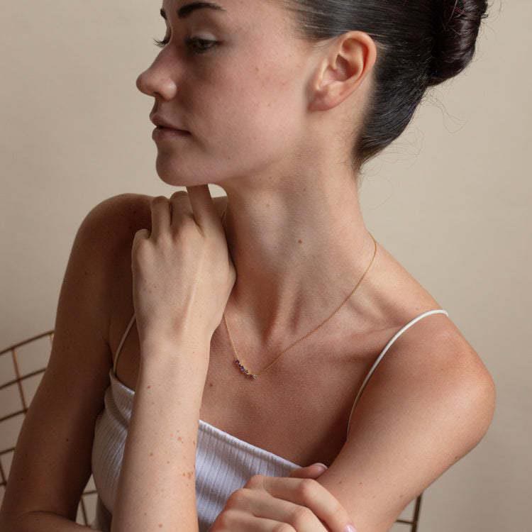 Olivenorma Multiple Birthstone Beaded Pendant Copper Plated Gold Necklace - image 23