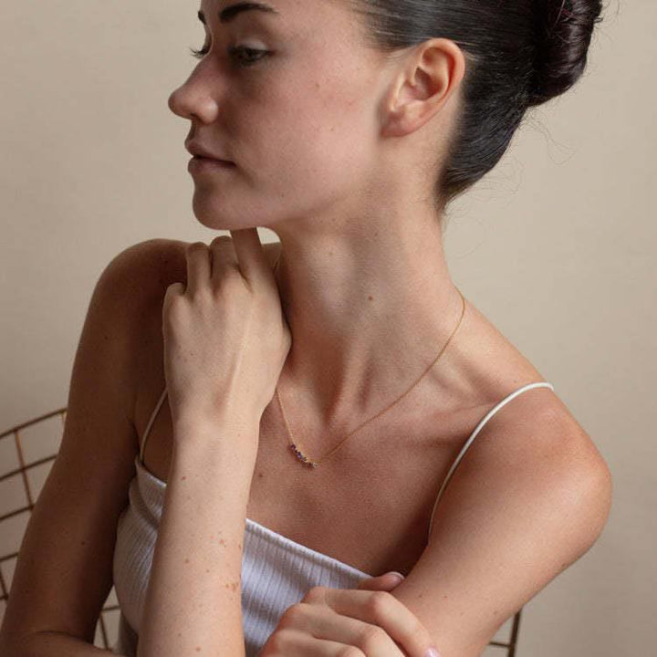 Olivenorma Multiple Birthstone Beaded Pendant Copper Plated Gold Necklace - image 23