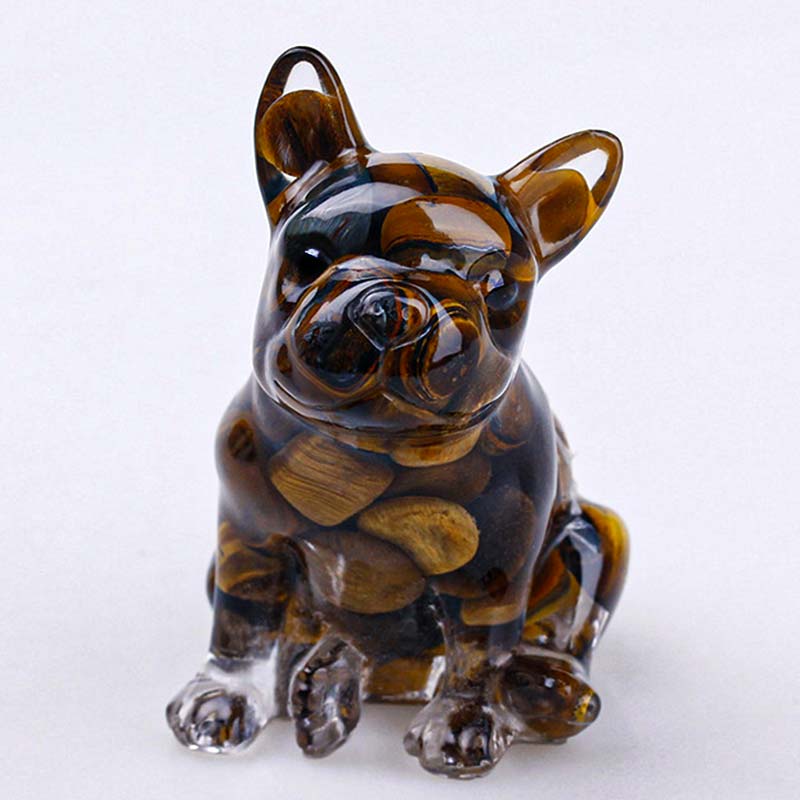 Olivenorma Natural Stone Puppy Decoration - Tiger Eye-Bulldog - image 6