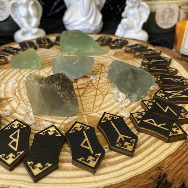 Olivenorma Woodcut Rune Set Healing Alchemy Meditation Decor - image 3