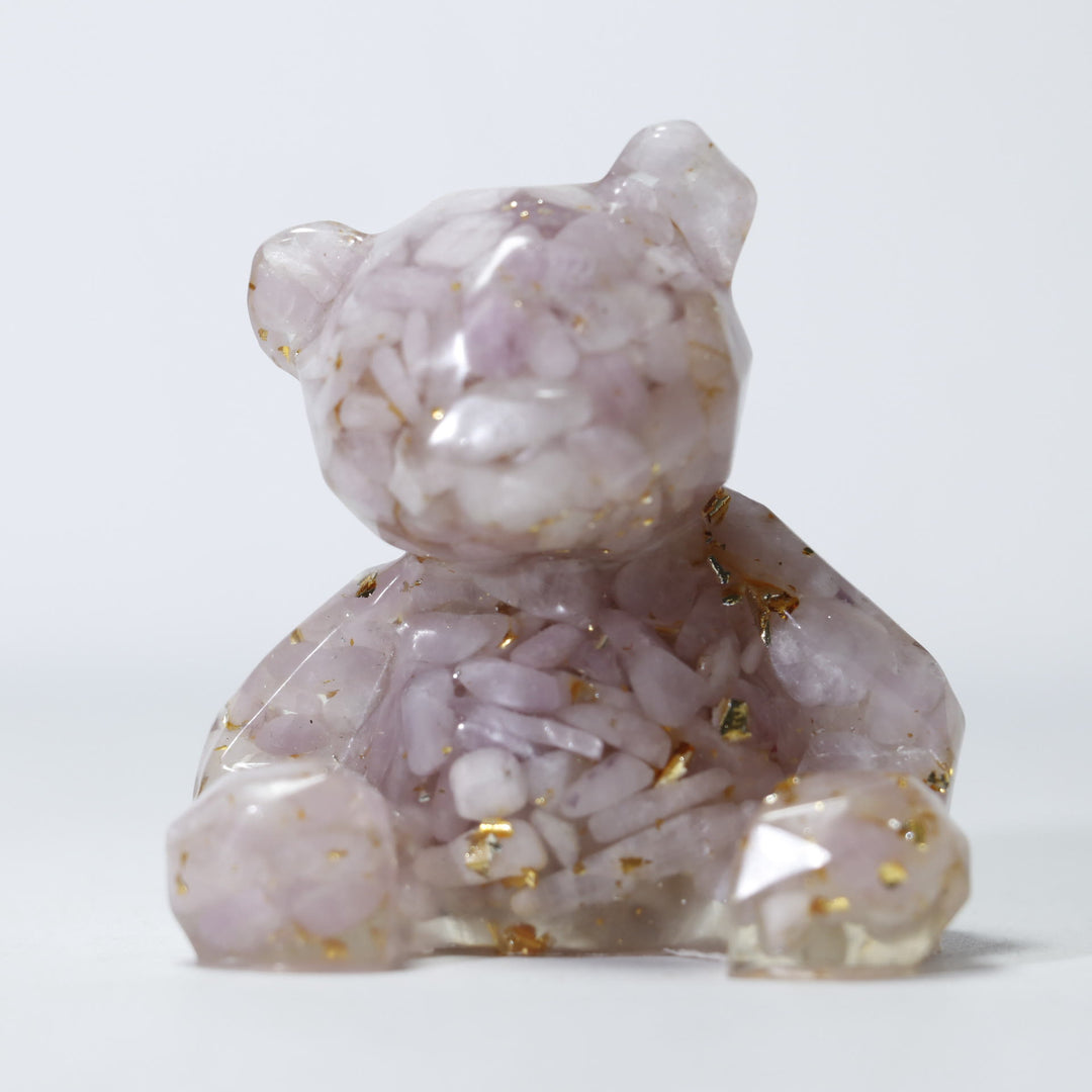 Olivenorma Crystal Gravel Resin Bear Ornament Gemstone Decoration - Lepidolite - image 29