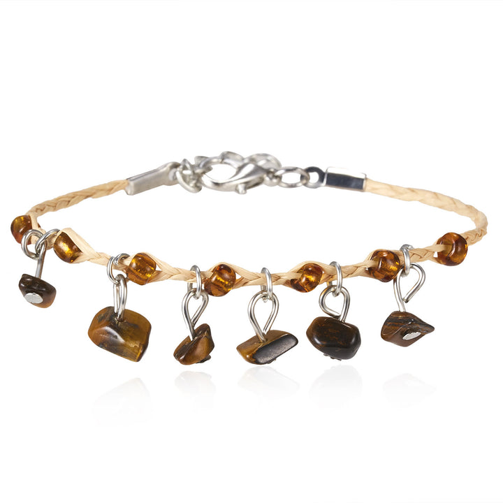 Olivenorma Amethyst Tiger Eye Obsidian Tassel Gravel Braided Bracelet - Tiger Eye - image 5