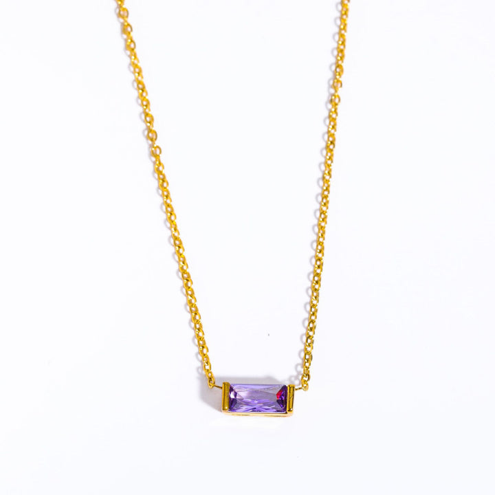 Olivenorma Simple Rectangular Birthstone Pendant Stainless Steel  Gift Card Necklace - image 19